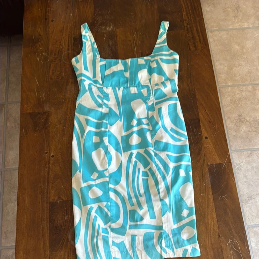 Calvin Klein Blue and White Sleeveless Midi Sundress - Picture 1 of 8